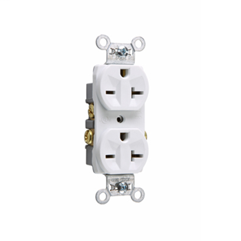 Pass & Seymour 5850W 20 Amp 250 VAC 2-Pole 3-Wire NEMA 6-20R White Nylon Face Thermoplastic Back Body Duplex Receptacle Pass & Seymour 5850W 20 Amp 250 VAC 2-Pole 3-Wire NEMA 6-20R White Nylon Face Thermoplastic Back Body Duplex Receptacle
