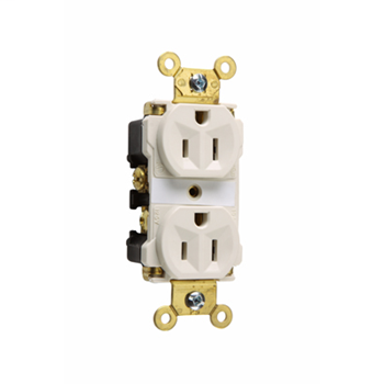 Industrial Extra Heavy-Duty Spec Grade Receptacles, Back & Side Wire, 15A, 125V, Light Almond 5262ALA