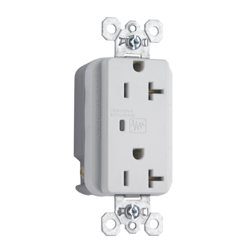 Product image for Pass & Seymour 5352-WSP 20A 125V 2-Pole 3-Wire NEMA 5-20R Surge Protective Duplex Receptacle - White