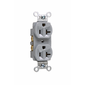 Pass & Seymour CR20-GRY 20 Amp 125 VAC 2-Pole 3-Wire NEMA 5-20R Gray Nylon Face Corrosion-Resistant Duplex Receptacle Pass & Seymour CR20-GRY 20 Amp 125 VAC 2-Pole 3-Wire NEMA 5-20R Gray Nylon Face Corrosion-Resistant Duplex Receptacle