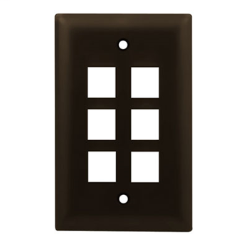 Product image for On-Q WP3406-BR 1-Gang 6-Port Brown High Impact Flame Retardant Plastic Keystone Wallplate