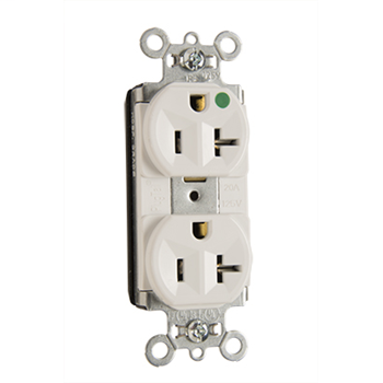 PlugTail® Heavy-Duty Compact Design Hospital-Grade Duplex Receptacle, White PT8300HW