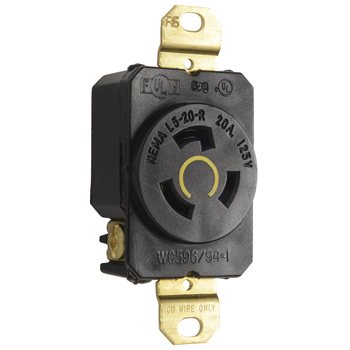 Pass & Seymour L520-R 20 Amp 125 VAC 2-Pole 3-Wire NEMA L5-20R Impact-Resistant Nylon Locking Single Receptacle Pass & Seymour L520-R 20 Amp 125 VAC 2-Pole 3-Wire NEMA L5-20R Impact-Resistant Nylon Locking Single Receptacle