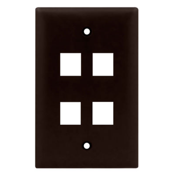 Product image for On-Q WP3404-BR 1-Gang 4-Port Brown High Impact Flame Retardant Plastic Keystone Wallplate