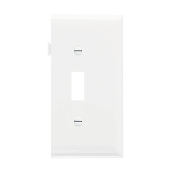 Product image for Pass & Seymour PJSE1-W 1-Toggle Switch White Smooth Nylon Semi-Jumbo End Sectional Wallplate