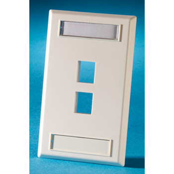 Mayer-DDS-Single gang plastic faceplate, holds two Keystone jacks or modules, Cloud White OR-KSFP2-88-1