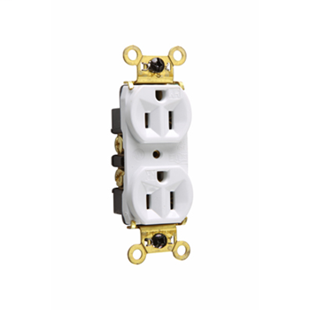 Weather-Resistant Heavy-Duty Spec Grade Receptacles, Back & Side Wire, 15A, 125V, White WR5262W