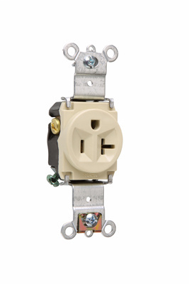 Pass & Seymour 5361-I 20 Amp 125 VAC 2-Pole 3-Wire NEMA 5-20R Ivory Nylon Face Heavy Duty Single Receptacle Pass & Seymour 5361-I 20 Amp 125 VAC 2-Pole 3-Wire NEMA 5-20R Ivory Nylon Face Heavy Duty Single Receptacle
