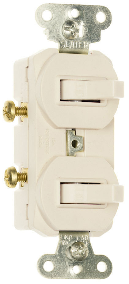Pass & Seymour 696-W 15 Amp 120/277 VAC 1-Pole 3-Way White Non-Grounding Duplex Combination Switch Pass & Seymour 696-W 15 Amp 120/277 VAC 1-Pole 3-Way White Non-Grounding Duplex Combination Switch