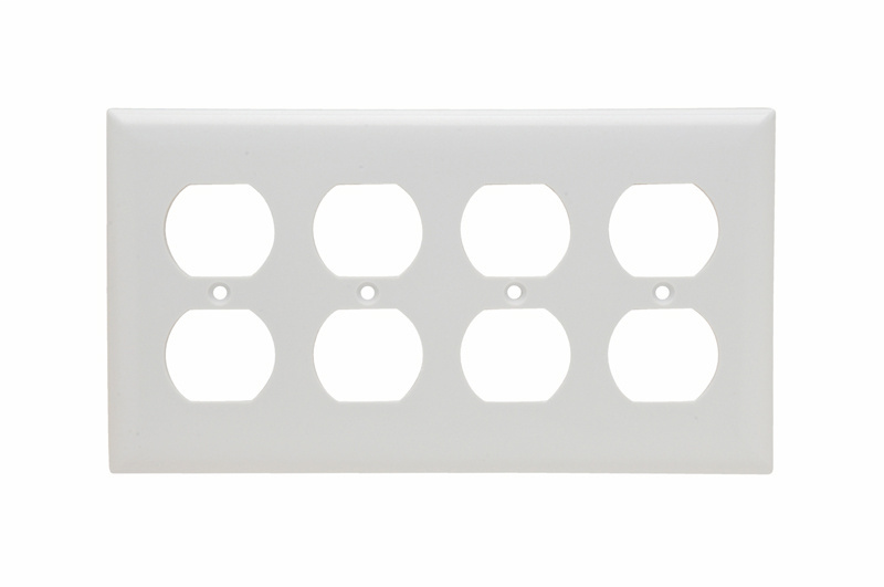 Pass & Seymour SP84-W 4-Gang 4-Duplex White Smooth Thermoset Plastic Standard Wallplate Pass & Seymour SP84-W 4-Gang 4-Duplex White Smooth Thermoset Plastic Standard Wallplate