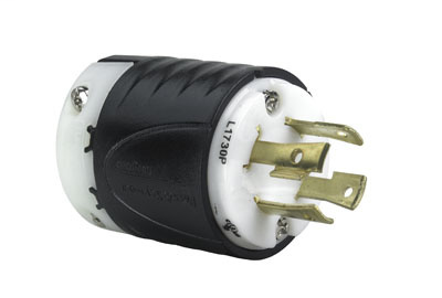 Pass & Seymour L1730-P 30 Amp 600 VAC 3-Phase 3-Pole 4-Wire NEMA L17-30P Black and White Nylon Straight Locking Plug Pass & Seymour L1730-P 30 Amp 600 VAC 3-Phase 3-Pole 4-Wire NEMA L17-30P Black and White Nylon Straight Locking Plug
