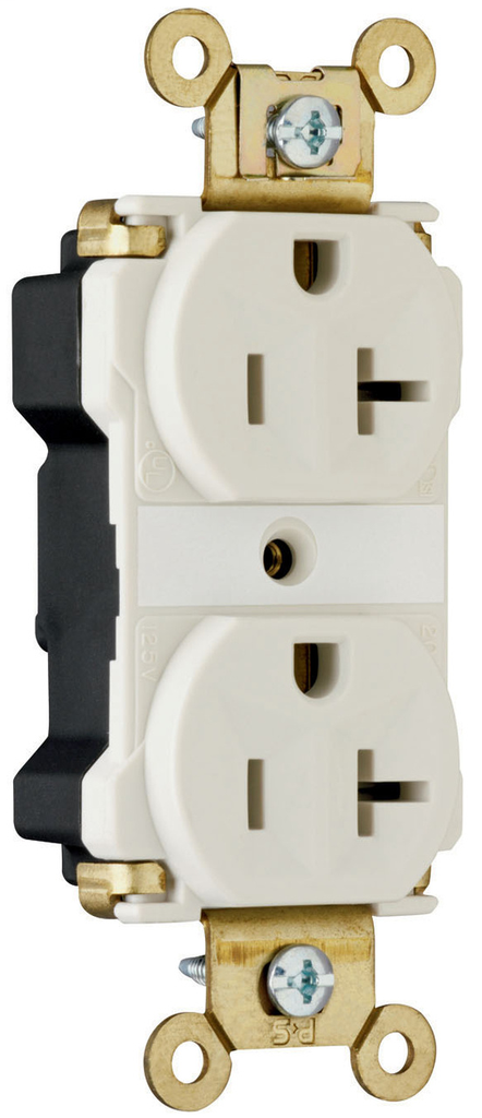 Pass & Seymour PT5362-ALA 20 Amp 125 VAC 2-Pole 3-Wire NEMA 5-20R Light Almond Nylon Extra Heavy Duty Duplex Receptacle Pass & Seymour PT5362-ALA 20 Amp 125 VAC 2-Pole 3-Wire NEMA 5-20R Light Almond Nylon Extra Heavy Duty Duplex Receptacle