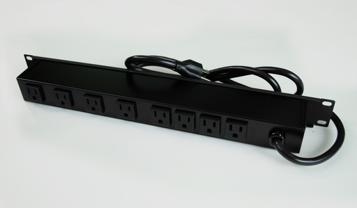 Plug-In Outlet Center Unit / Rack Mount 120V/15A/8 rear O/L /lighted switch/15' cord/Computer Grade Surge