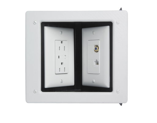 Two-Gang Commercial Metal Recessed TV Box, White
