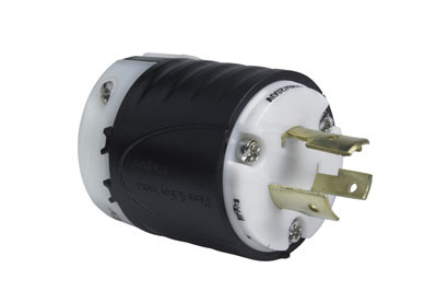 20 Amp NEMA Plug L1020 - Black Back, White Front Body