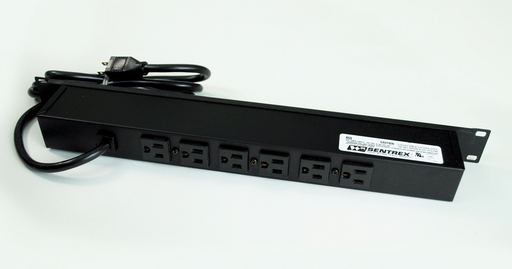 Plug-In Outlet Center Unit / Rack Mount 120V/15A/6 rear O/L /lighted switch/6' cord/Premium Grade Surge