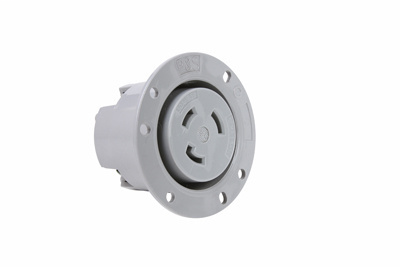 30 Amp NEMA L530 Flanged Outlet, Gray