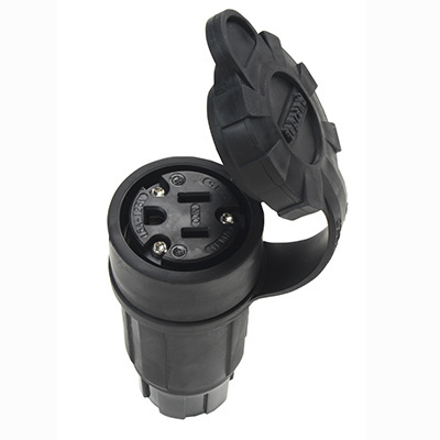 20A, 125V Watertight Straight Blade Connector, Black