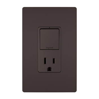 Product image for Pass & Seymour RCD38TR Combination Single Pole/3-Way Switch & Tamper Resistant Receptacle, 15A 120/125V - Brown