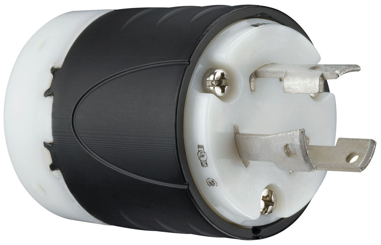 Image TURNLOK 30A 250V 2P 3 WIRE BLACK BACK WHITE FRONT BODY PLUG