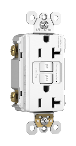 radiant® Spec Grade 20A Tamper Resistant Self Test GFCI Receptacle, NAFTA Compliant, White