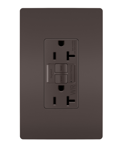 radiant® Spec Grade 20A Weather Resistant Self Test GFCI Receptacle, Brown