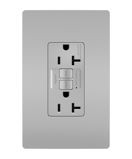 radiant® Spec Grade 20A Tamper Resistant Self Test GFCI Receptacle, Gray