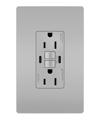 Product image for P&S 1597TRUSBCCGRY SELF-TEST GFCI R