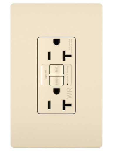 radiant® Spec Grade 20A Weather Resistant Self Test GFCI Receptacle, Light Almond