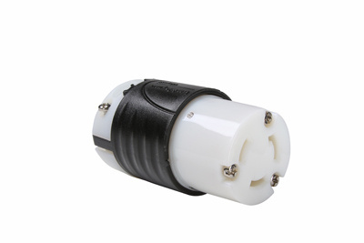 30A Non-NEMA 3 Wire Connector - Black Back, White Front Body