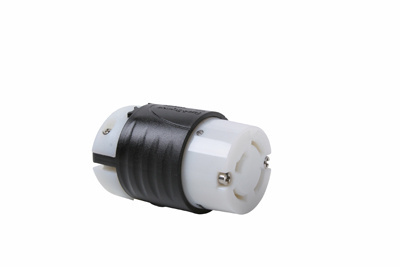 Industrial Spec Grade Turnlok 20A Non-NEMA Connector, Black Back, White Front Body