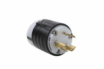 30A Non-NEMA 3 Wire Plug - Black Back, White Front Body