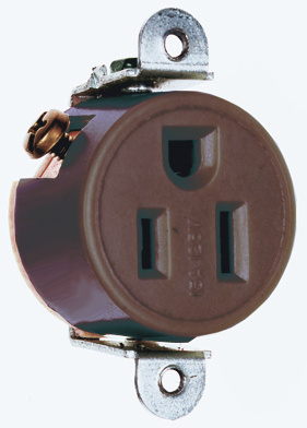 Short Strap Spec Grade Single Receptacle, Side Wire, 15A, 125V, Brown