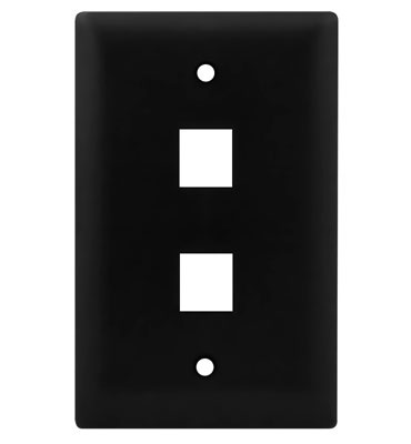 WP3402BK - 1-Gang, 2-Port Wall Plate, Black