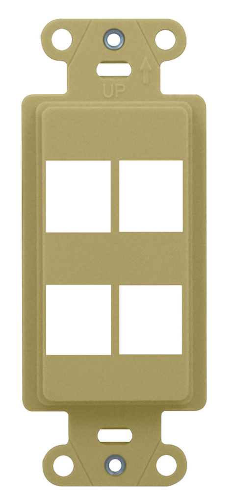 Product image for On-Q WP3414-IV 1.65 x 0.28 x 4.19 Inch 4-Port Ivory Plastic Wall Box Mounting Non-Flexible Outlet Strap