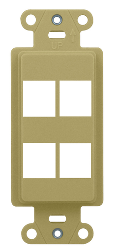 Product image for On-Q WP3414-IV 1.65 x 0.28 x 4.19 Inch 4-Port Ivory Plastic Wall Box Mounting Non-Flexible Outlet Strap