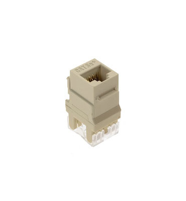 Product image for On-Q WP3450-LA-50 1-Port RJ45 Category 5E Light Almond Plastic Snap-In Keystone Connector