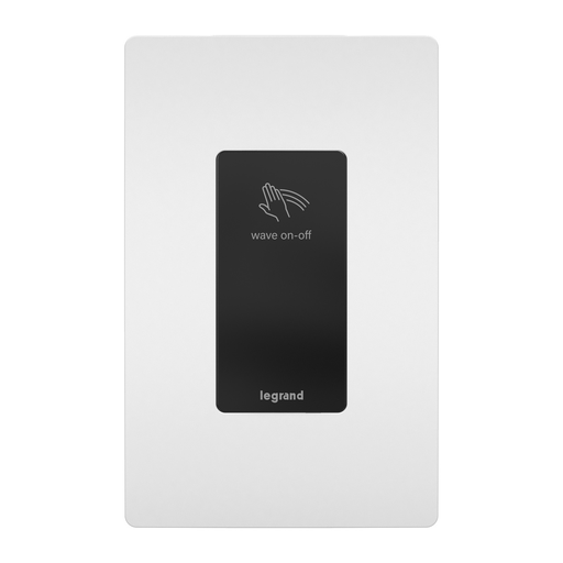 Product image for Pass & Seymour RSWV153 Single-Pole/3Way Wave&#174; Touchless Wall Switch, 15A, 120VAC, 1/2hp, Black