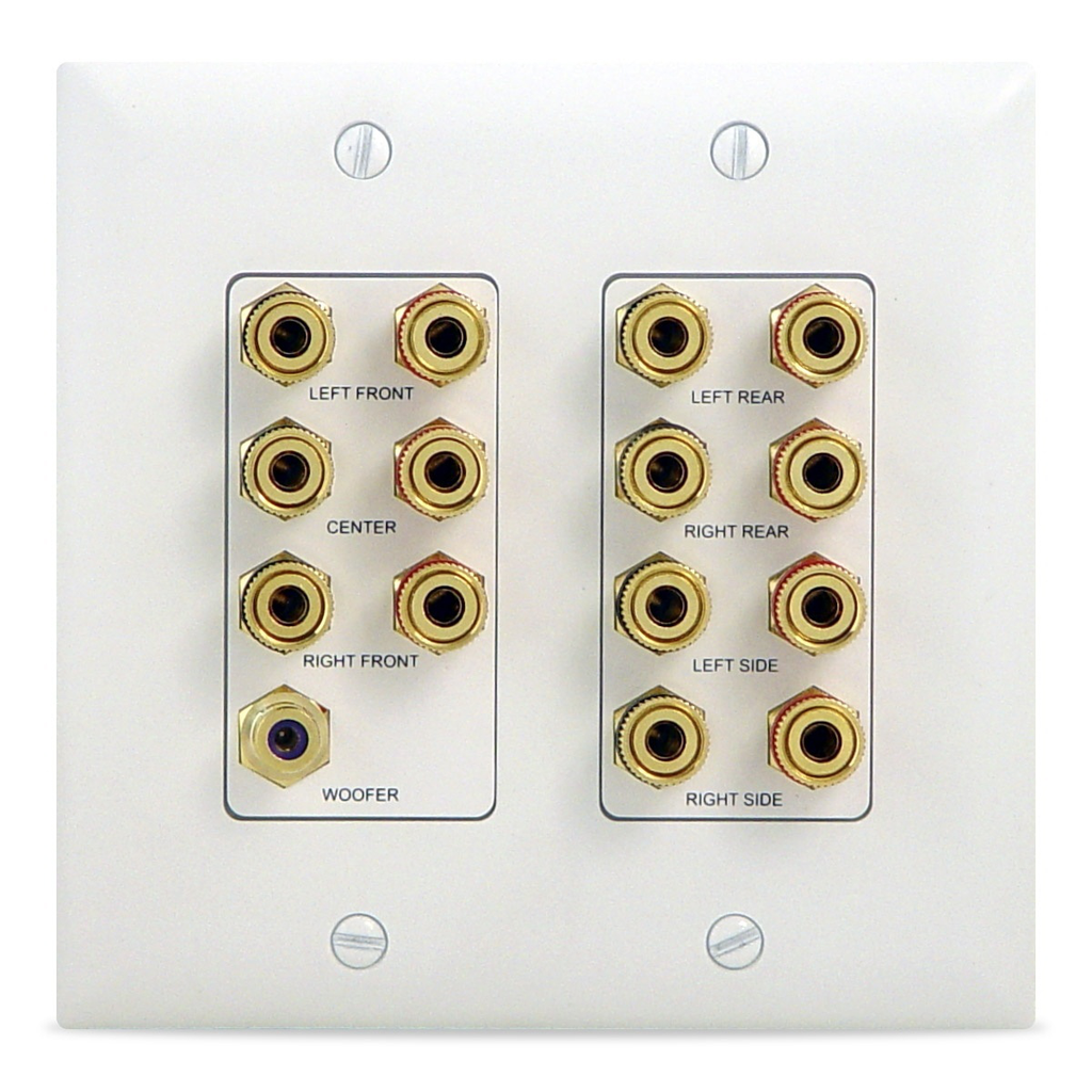 Product image for On-Q WP9009-WH-V1 3-Pack 2-Gang White 7.1 Home Theater Wall Plate