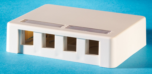 Product image for Ortronics OR-KSSMB4 4.78 x 3.6 x 1.14 Inch 4-Port Fog White Surface Mount Box