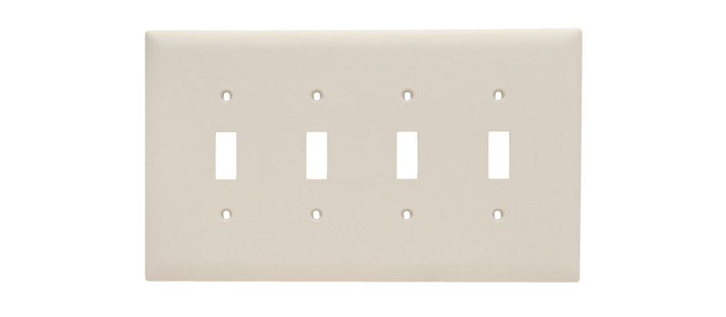 Product image for Pass & Seymour TPJ4-LA 4Gang Wall Plate, Toggle Switch, Nylon, Jumbo - Light Almond
