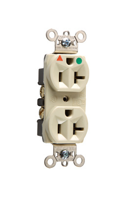 Product image for Pass & Seymour IG8300-I Isolated Ground Heavy-Duty Hospital Grade Duplex Receptacle, Back & Side Wire, 20A 125V - Ivory