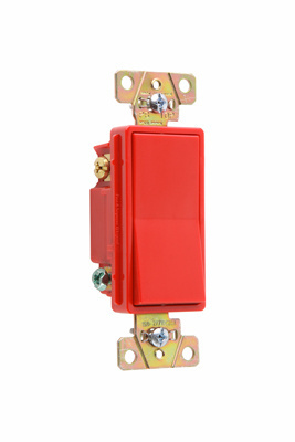 Product image for Pass & Seymour 2623-RED Three-way, Back and Side Wire, Decorator Switch, 20 amps, 120/277V -Red.