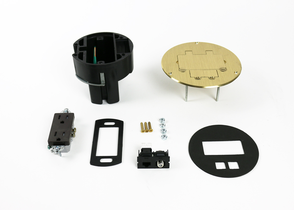 Product image for Wiremold 863DRGFICOM Dual Service Floor Box Kit