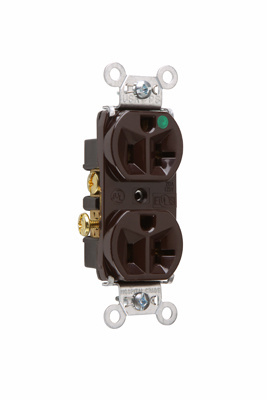 Product image for Pass & Seymour 8300-H Heavy-Duty Hospital Grade Compact Design Duplex Receptacle, Back & Side Wire, 20A 125V - Brown