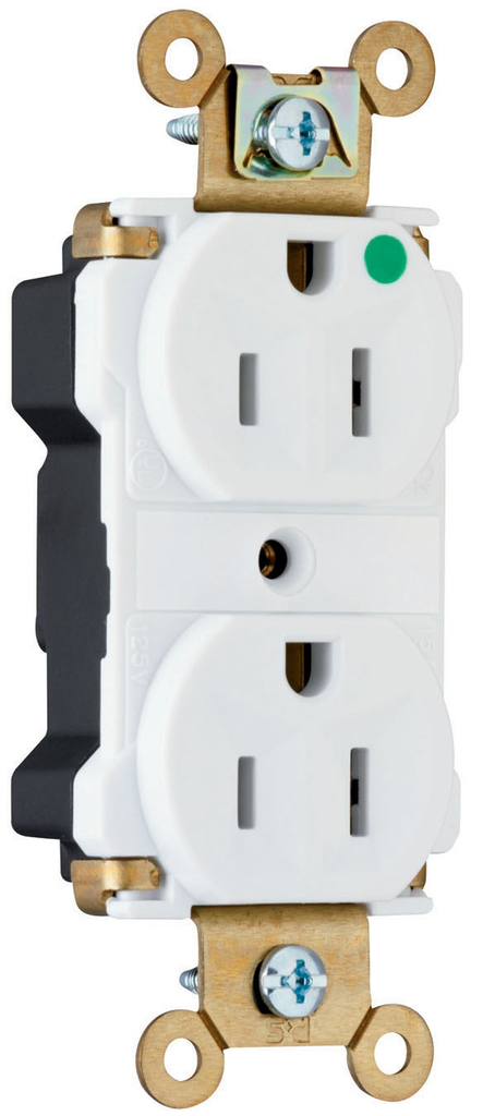 Product image for Pass & Seymour PT8200-W PlugTail™ Extra Heavy-Duty Hospital Grade Duplex Receptacle, 15A 125V - White