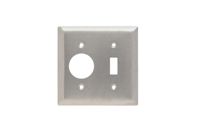Product image for Pass & Seymour SS17 2Gang Wall Plate, Toggle / Single Receptacle, Standard - 302/304 Stainless Steel