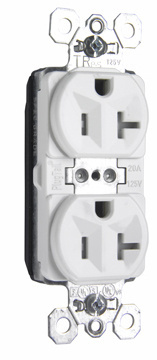 Product image for Pass & Seymour PTTR5362-W PlugTail™ Tamper-Resistant Spec Grade Duplex Receptacle, 20A 125V - White