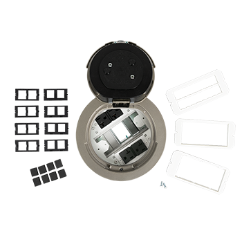 Product image for Wiremold 6AT2PNK 6AT-Series Prewired Evolution™ Poke Thru Device, Flush Style Cover, Nickel