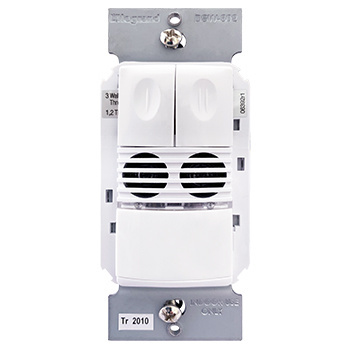 Product image for Wattstopper DSW-302-W 120/277 VAC White Dual Technology Dual Relay Wall Switch Occupancy Sensor